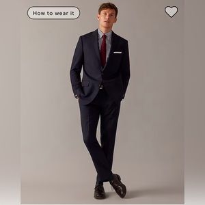 J crew slim heath navy suit, sizes are 38R and 31x32.